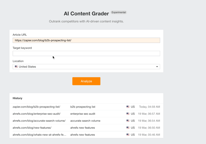 Ahrefs AI Content Grader